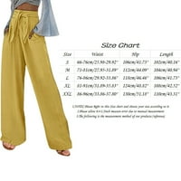 Ženske ležerne čvrste boje labavi džepovi Elastični pojas struka Duge hlače