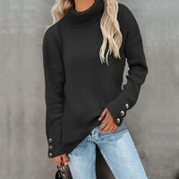 Dugi preveliki džemperi za žene, Trendi jednobojni puloveri s dugim rukavima, ležerni džemperi s visokim vratom,
