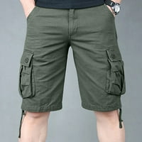 Muške kratke hlače, Ležerne teretne hlače visokog struka, tanke ravne jednobojne kratke hlače za aktivnosti na