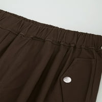 Casual vrećaste teretne hlače za djevojčice s vezicama, Radne hlače s elastičnim pojasom, smeđe 12