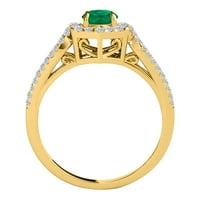 Mauli dragulji zaručnički prstenovi za žene 1. Carat Halo Emerald i Dijamantni zaručnički prsten izrađeni zupčanik