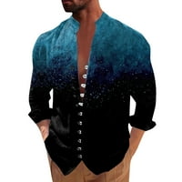 Muške retro ležerno labavo labavo pričvršćene tiskane košulje modno stojeći ovratnik top muški muški haljina košulje