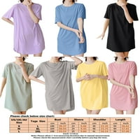 Beiwei dame ležerne majice solidne boje Sundress Majica jednostavna kratka mini haljina tunika boho majica haljina