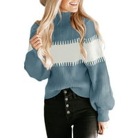 Ženski casual pleteni džemper s visokim vratom s dugim rukavima u boji