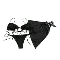 Ženski dvodijelni kupaći kostim u boji bikini u boji + gaćice Na vezanje + pelerine
