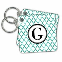 3Drose Mint zeleni uzorak Monogram Početni G - Lanci ključeva, 2. do, set od 2