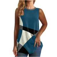 Blok u boji camisole ženske geometrijske tenkovske vrhove košulje bez rukava za rukav povremene majice majice
