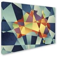 Zaštitni znak mumbo jumbo geometrijska Retro Karta Australije ulje na platnu Michaela Tompsetta