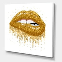 Dizajnerska umjetnost djevojačke usne sa svjetlucavim zlatnim iskrama Moderni ispis na platnu za zidnu umjetnost