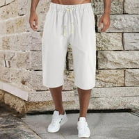 Muške modne Ležerne obične jednobojne hlače s lumbalnom uzdom dužine teleta