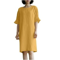 Oalirro ženska majica haljina za vrat vrata plaža haljina casual pola rukava naranča