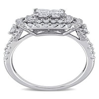 Carat T.W. Dijamant 14KT bijelo zlato dvostruki halo quad zaručnički prsten