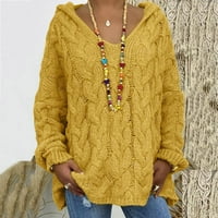 Ženski modni pleteni jednobojni kardigan s izrezom u obliku slova U i dugim rukavima,vrhovima, prevelikim džemperom