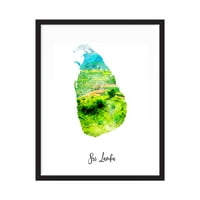 Vertikalni ispis akvarelne karte Šri Lanke - umjetnički ispis bez okvira