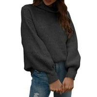 Entyinea Žene džemperi vrhovi dugih rukava pulover polo v vrat Dressy casual džemper vrhovi crni m