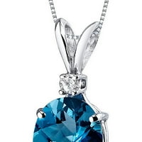 3. CT Oval London Blue Topaz i dijamantski privjesak u 14k bijelom zlatu, 18