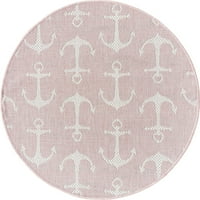 Jedinstveni tkalački stan Innerboard Unutarnji vanjski Obalni tepih ružičasta slonovača 3 '3 okrugli čvrsti print