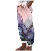 Plus veličina pamučne lanene hlače ženske ljetne hlače visokog struka Ležerne lepršave udobne tiskane hlače Na