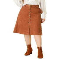 Jedinstveni prijedlozi ženske midi suknje od kordona u obliku kroja s visokim strukom i prednjim pojasom na kopčanje