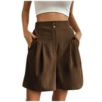 Yubatuo casual gumb s visokim strukom dolje kratke hlače za žene hlače s džepom