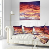 Designart Šareno nebo za zalazak sunca s oblacima - Jastuk za bacanje tiskanih krajolika - 16x16