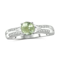 1. Karat zeleni ametist dragulj i karatni bijeli dijamantni prsten