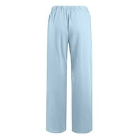 Women široke hlače za noge plaže hlače rastezljive široke noge vintage dnevne hlače Summer casual hlače s džepovima