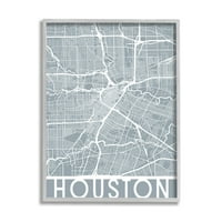 Stupell Industries Houston Texas Street Street Southern Transport Grid Blue, 30, dizajn Daphne Polselli
