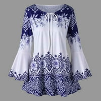 majice za žene, modne ženske majice s raširenim rukavima Plus size bluze, majice s ključanicama, crne