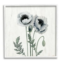 Stupell Industries cvjetanje maka cvjetnih pupoljaka rustikalni uzorak ploče grafička umjetnost bijela uokvirena