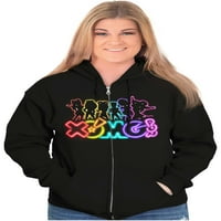 Pop Neon Band logotip Izdvajanja Zip Hoodie Twiebirt Women Brisco Brands m