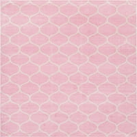 Jedinstveni tkalački stan sa zaobljenom rešetkom-frizom svijetlo ružičasti tepih od bjelokosti 10'14' 1 pravokutna