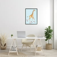 Smiješno žirafa roller klizaljke ružičasti kotači prugaste čarape uokvirena umjetnička grafika