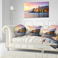 Dizajnirati stari mediteranski grad na Sunrise - jastuk za bacanje morske obale - 16x16