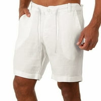 Modne muške Casual hlače od pamuka i lana s gumbima i vezicama u struku kratke hlače