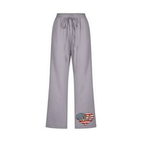Domoljubne ženske kapri hlače labavog kroja Ležerne ljetne rastezljive hlače s visokim strukom udobne joga hlače