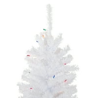 Tanko umjetno božićno drvce od bijelog drveta od bijelog bora od 4', s nekoliko žarulja