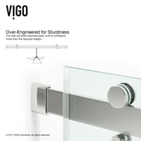 Vigo Caspian ulazi. 73. C. klizna vrata za tuširanje bez okvira od nehrđajućeg čelika s prozirnim staklom i ručkom
