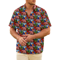 4. srpnja Muška havajska majica s nacionalnom zastavom SAD-a majice s grafičkim printom ovratnik košulje 3 a print