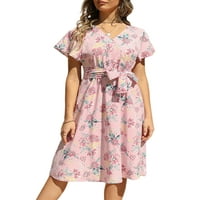 Ljetne duge haljine za žene, boemska Midi haljina s cvjetnim printom, ležerni sarafan s izrezom i omotom za plažu