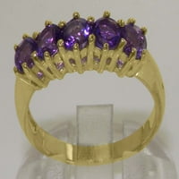 Ženski jubilarni prsten od 9 karatnog žutog zlata s prirodnim ametistom britanske proizvodnje - opcije veličine-veličina