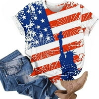 Majica za Dan neovisnosti SAD-a, 4. srpnja, odjeća za žene, Bluza s printom Dana neovisnosti, Okrugli vrat, Kratki