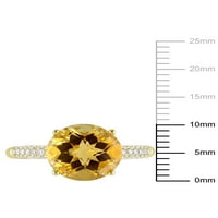 3- Carat T.G.W. Citrin i Carat T.W. Dijamantni 14KT žuti zlatni koktel prsten