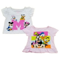 Majica za djevojčice u ružičastoj i bijeloj boji s Minnie i Mikki glupe, 4-inčni set Majica