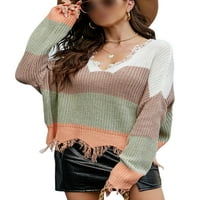 Ženski pulover Od pletenih džempera s dugim rukavima od džempera s izrezom od pletenog pulovera s radnim narančastim