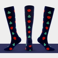 Par biciklističkih čarapa, Pletene Ultra mekane kompresijske čarape do koljena s voćnim uzorkom, otporne na vlagu