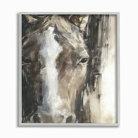Stupell Industries konjske oči Bijela smeđa slika uokvirenih životinja na zidu Ethana Harpera