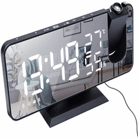 Budilica s dva B-priključka za punjenje, LED zrcalna slika, digitalni alarm, funkcija odgode, projekcijski sat