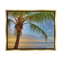 Sunrise Palm Tree nebesko odraz obalna fotografija metalna zlato uokvirena umjetnička print zidna umjetnost