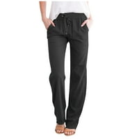 Ženske hlače u donjem rublju, ženske Ležerne hlače s džepovima od pamuka i lana, široke kapri hlače s elastičnim